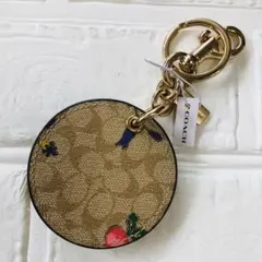 新作コーチベジタブルシグネチャー ミラーキーリング バックチャーム