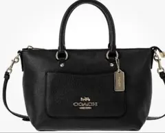 コーチ COACH 上品ブラックレザー2WAYバッグ 小ぶりで可愛い人気モデル