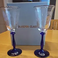 ラスカ ボヘミアグラス ワイングラス ペア チェコスロバキア製