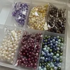 多色プラスチックパールビーズセット 6ミリ