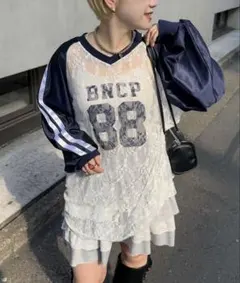 ciaopanic レースドッキングフットボールTee