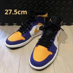 美品　ナイキ エア ジョーダン 1 ミッド レイカーズ　27.5cm