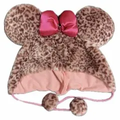 旧型 ヒョウ柄 ミニー帽子 ピンクリボン