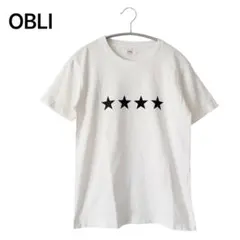【人気】OBLI Tシャツ　半袖　ロゴ　星　ホワイト　ブラック　M レディースのサムネイル