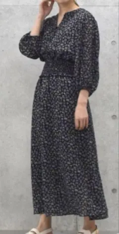 wcloset フラワープリント ロングワンピース