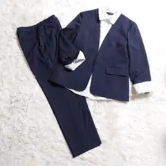 ESPRITMUR ノーカラー パンツスーツ 3点 13号/11号 ネイビー