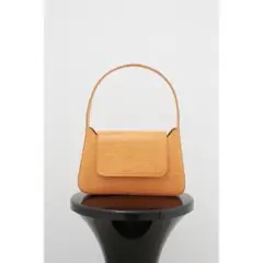 クロコ型押し ハンドバッグ オレンジ