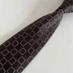 美品 Ralph Lauren ラルフローレン ネクタイ ブラウン スクエア柄