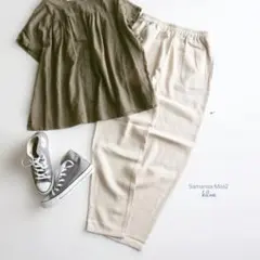 SamansaMos2blue新品タグ付き ヘリンボーンイージーパンツ ベージュ