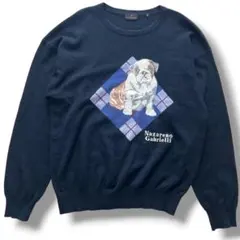 美品✨　カシミヤ100％ イタリア　ニット セーター ブルドッグ　犬　男女