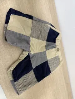 パッチワーク 半ズボン 80cm ネイビー ベージュ