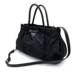 【PRADA】2wayバッグ　ハンドバッグ　三角ロゴプレート　ナイロン　ブラック