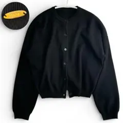 【美品】ドゥーズィエムクラス ショートカーディガン 黒　プレートロゴ