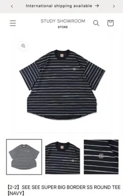 SEE SEE スーパービッグボーダードローストリングスTシャツ M Navy