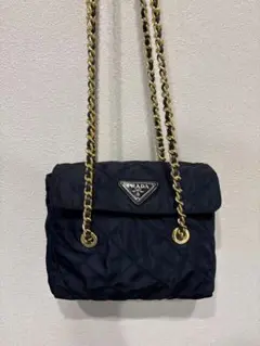 プラダ☆チェーンショルダー斜め掛けミニバッグ　キルティング　ポーチ ヴィンテージ
