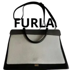 極美品 FURLA 2WAYレザー ハンドバッグ バイカラー A4通勤フォーマル
