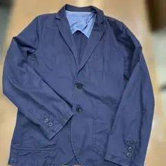 ネイビー コットン テーラードジャケット 古着
