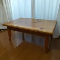 パイン材　ローテーブル　引き出し付