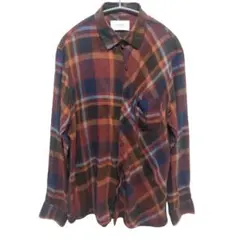 【美品】ステュディオス 高級綿レーヨンチェックシャツ とろみ素材 ドレープ感 1のサムネイル