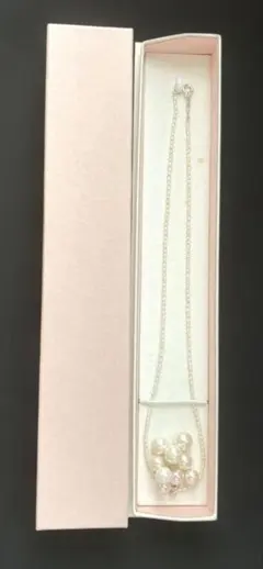 パール ネックレス フラワーモチーフ silver刻印あり