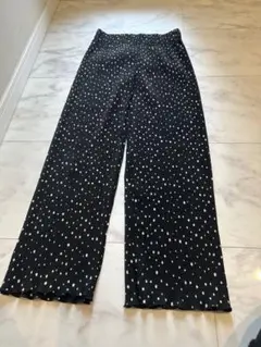 【 coca】ドットプリーツレギンスパンツ　ストレートレッグパンツ Lサイズ
