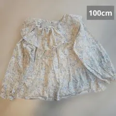 花柄 フリル 襟 ブラウス 100cm イエロー 女の子 春