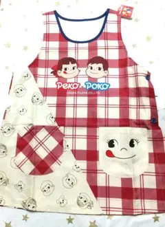 ペコちゃん エプロン M～L 学校 病院 保育園 不二家 ポコちゃん チェック