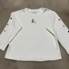 familiar 刺繍付きホワイト長袖Tシャツ