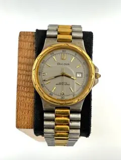BULOVA ブローバ クォーツ 3針 デイト グレー文字盤 コンビ 動作品 