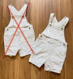 baby GAP ストライプ オーバーオール 白 80 12-18ヶ月