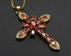至高の逸品★美品　英国アンティーク　クロスデザイン　ガーネット・ネックレス★