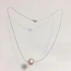 ネックレス  パール一粒ネックレス  シルバーチェーン アジャスター付