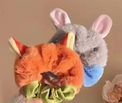 もふもふ アニマル シュシュ うさぎ きつね風 ヘアゴム 韓国 可愛い