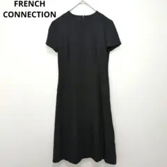 フレンチコネクション ブラックワンピース 冠婚葬祭 Aライン 半袖 膝丈 Sのサムネイル