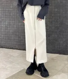 jeanasis ヌバックライクZIPナロースカート M ホワイト