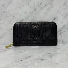 PRADA プラダ 長財布 本革 レザー ブラック ゴールド マテラッセギャザーのサムネイル