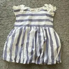 プティマイン petit main リボンバルーンチュニックブルー120 新品