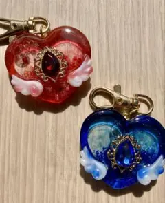 ハートシェイカーキーホルダー赤、青