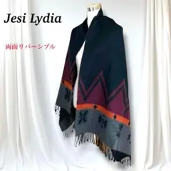 希少✨ジェシーリディア 大判ストール マフラー 幾何学模様 リバーシブル 極暖