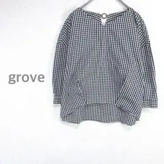 【グローブ】Vネックブラウス M ギンガムチェック かわいい リングパーツのサムネイル