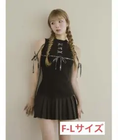 Darich ダーリッチ ドッキングレースアップミニワンピース ブラック