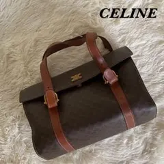 美品✨セリーヌ　ハンドバッグ　ドラム型　レザー　PVC マカダム　ゴールド金具