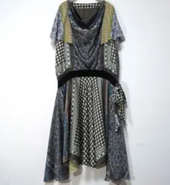 AS KNOW AS ケープ風スカーフ柄 ワンピース フリーサイズ 美品