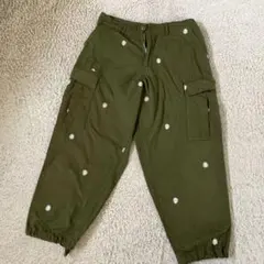 HINSON 花柄刺繍 カーゴパンツ オリーブグリーン　Sのサムネイル