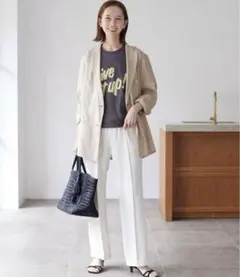 新品｜イエナ リネンコットンノーカラージャケット ブルゾン 麻 羽織り ベージュ 新品｜イエナ リネンコットンノーカラージャケット ブルゾン 麻 羽織り