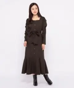 MISCH MASCH ミッシュマッシュ スクエアネックワンピース ブラウン