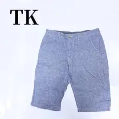 TKティーケー麻混メランジハーフパンツメンズブルーのサムネイル