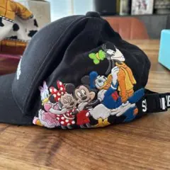ディズニーランド購入　ミッキーミニーブラックキャップ　刺繍帽子