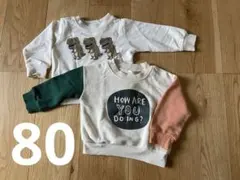 男の子　長袖　恐竜　プリント トレーナー 80cm 2枚セット　0歳　1歳　2歳