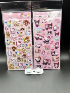 【新品2セット】 サンリオキャラクターズ ラメ入り 樹脂もりシール